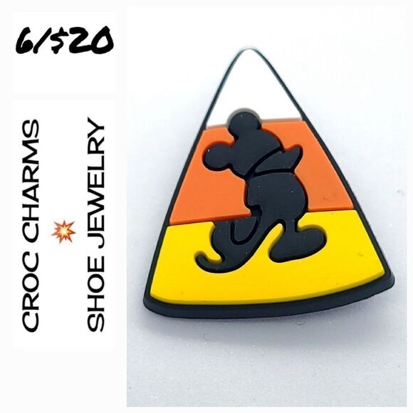 Mickey Mouse Candy Corn Disney Rubber Croc Shoe Charm Bag Jewelry Fall Snacks - Picture 1 of 3